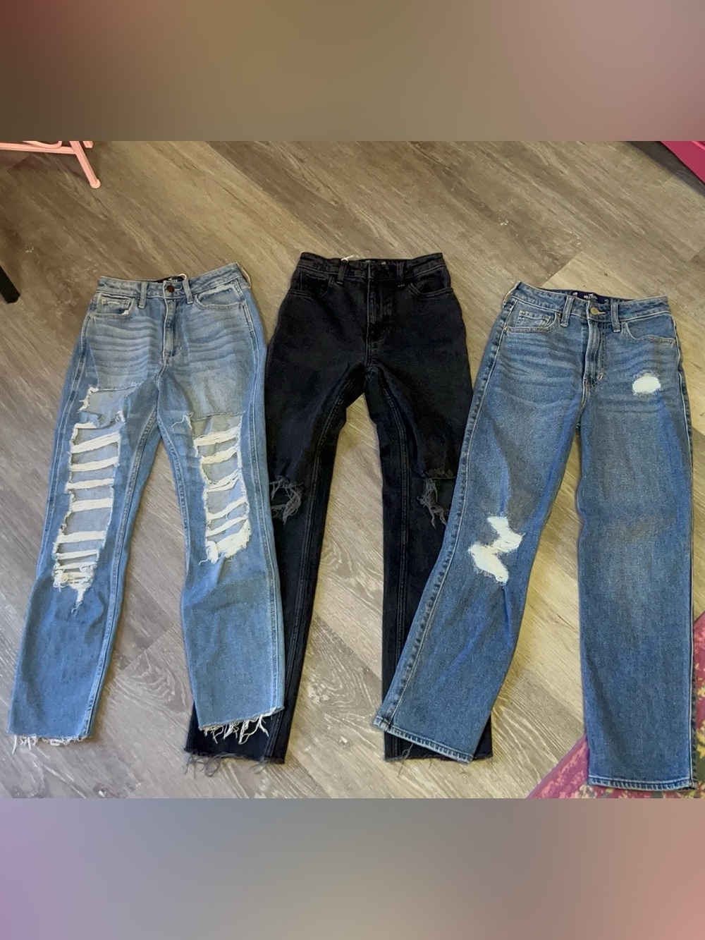 3 Hollister Straight-Leg Distressed Jeans Bundle